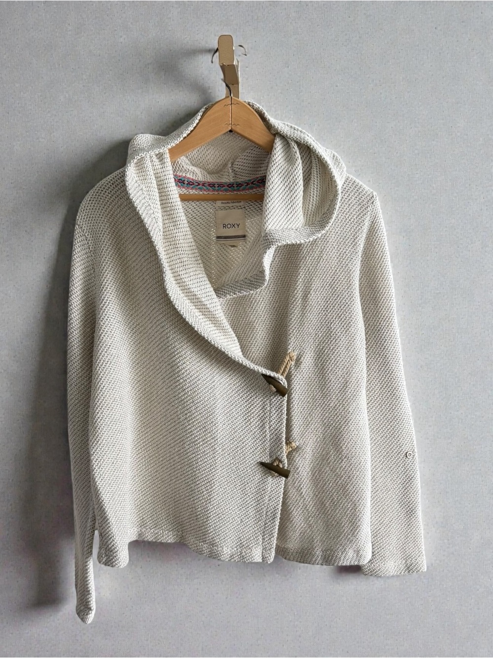 Roxy Off-White Hooded Toggle Cardigan